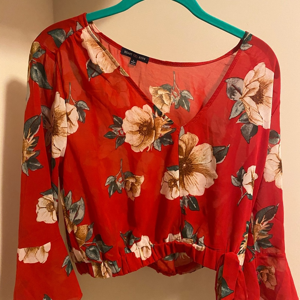 Red Floral Top - Picture 1 of 2